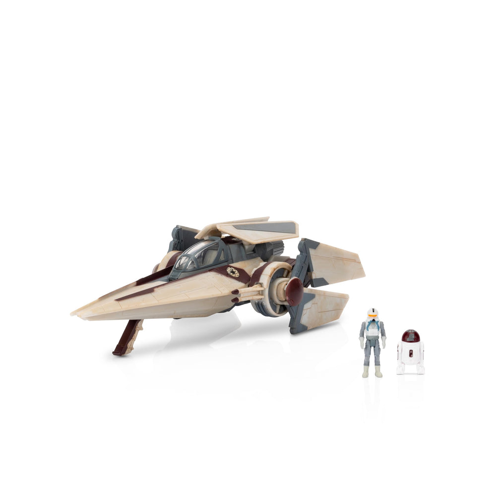 Jazwares Star Wars Micro Galaxy Squadron V-Wing Armada cockpit open for action.