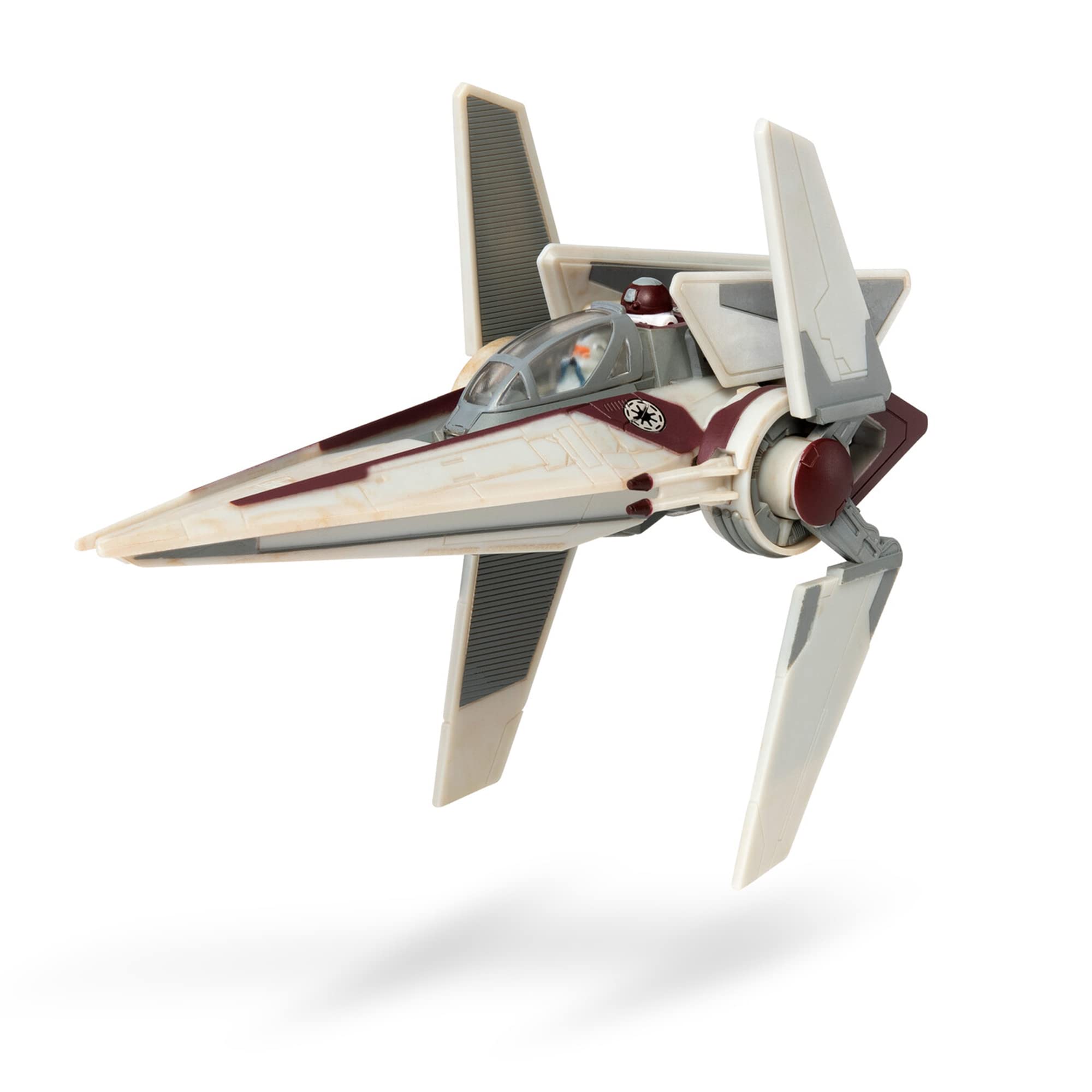 Jazwares Star Wars Micro Galaxy V-Wing radiator wings extend for dramatic battle poses.