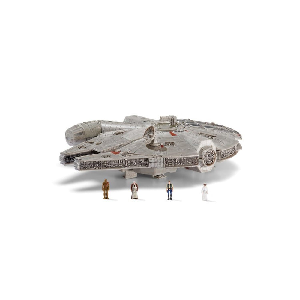 Jazwares Millennium Falcon cockpit open for immersive display and easy cockpit access.