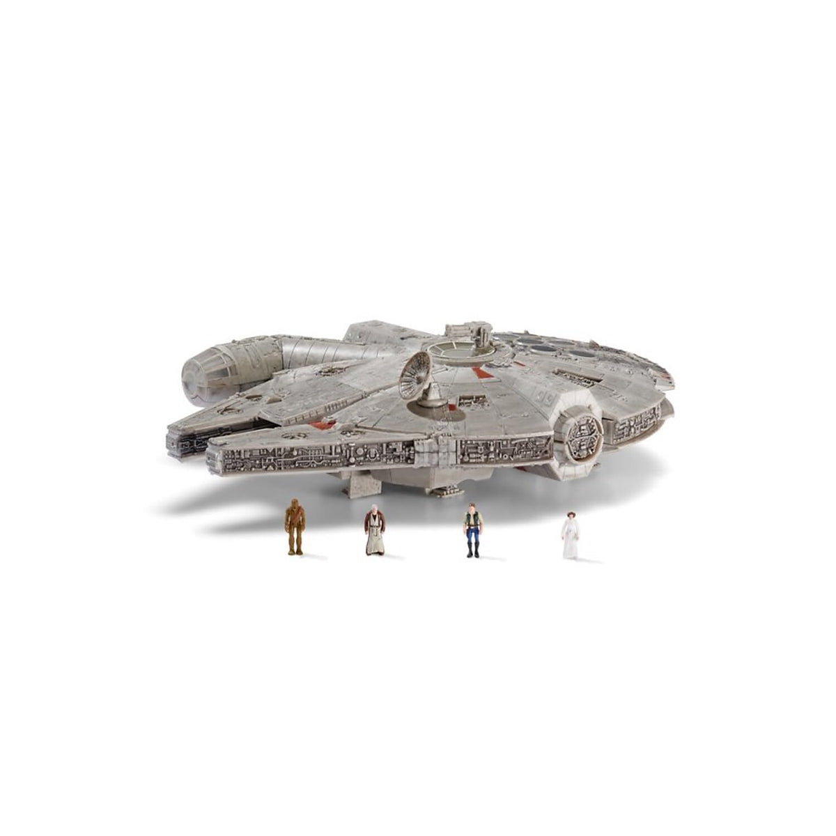 Jazwares Millennium Falcon cockpit open for immersive display and easy cockpit access.