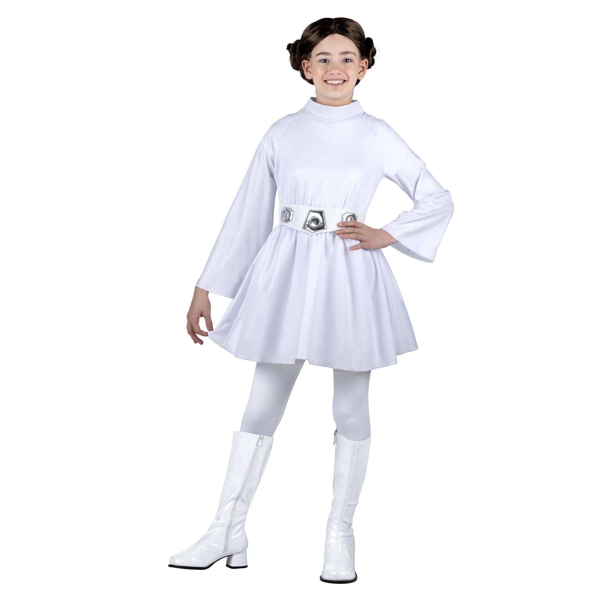 Jazwares Princess Leia child costume large front view for imaginative play.
