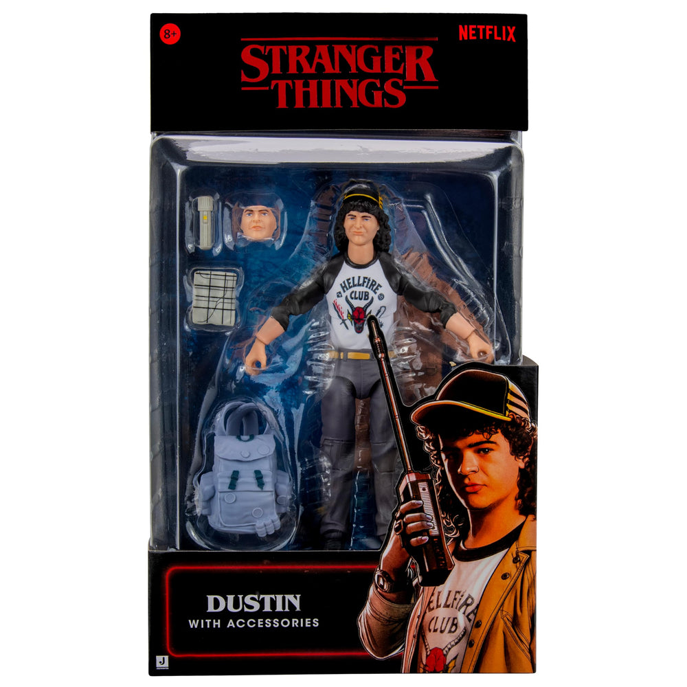 Jazwares Stranger Things Dustin Upside Down figure front view ideal for display.