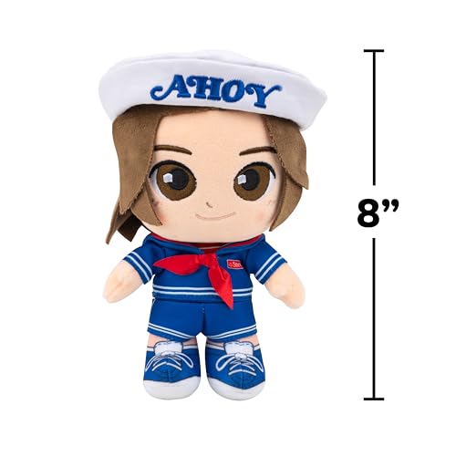 Jazwares Stranger Things Steve Harrington plush shows 8-inch scale for display.