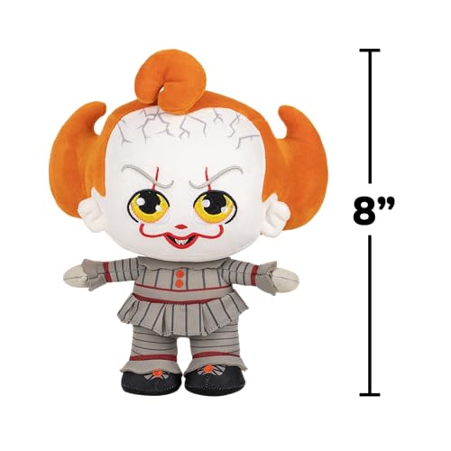 Official Warner Bros. Pennywise plush by Jazwares, a licensed collectible for fans.
