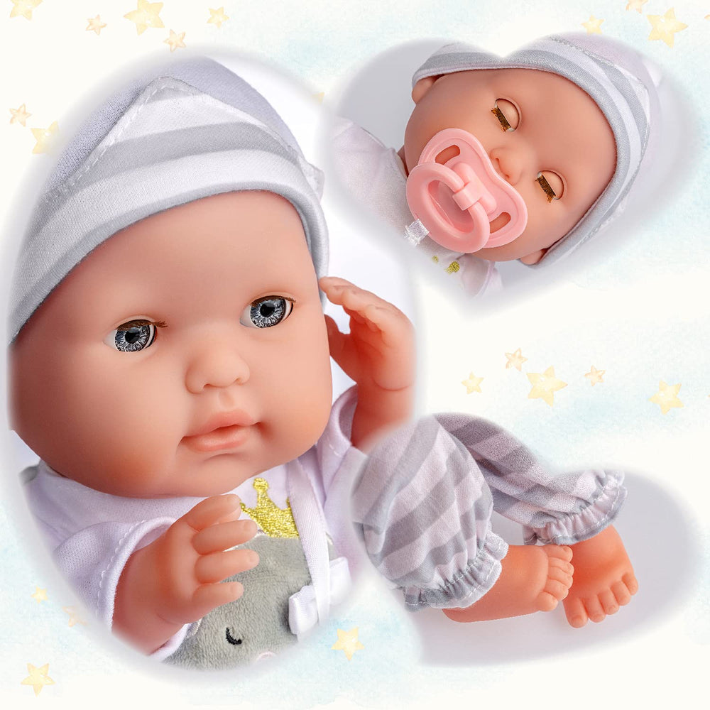 JC Toys Berenguer Boutique 15in doll with open eyes ready for cuddles.