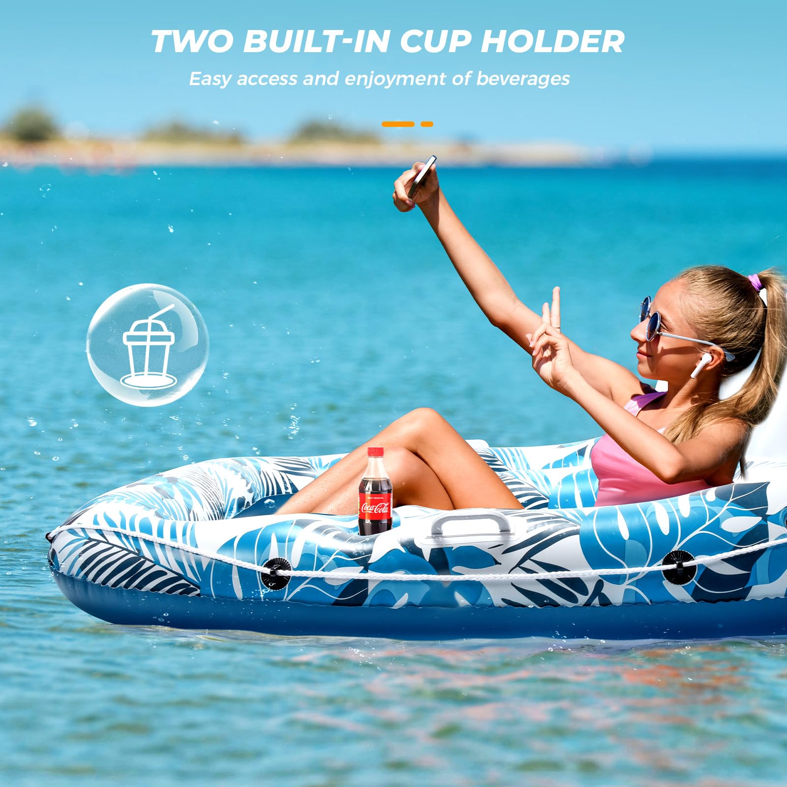 JCLEAL pool float with heavy-duty handles for easy boarding.
