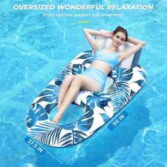 JCLEAL pool floats lounger provides two cup holders for drinks