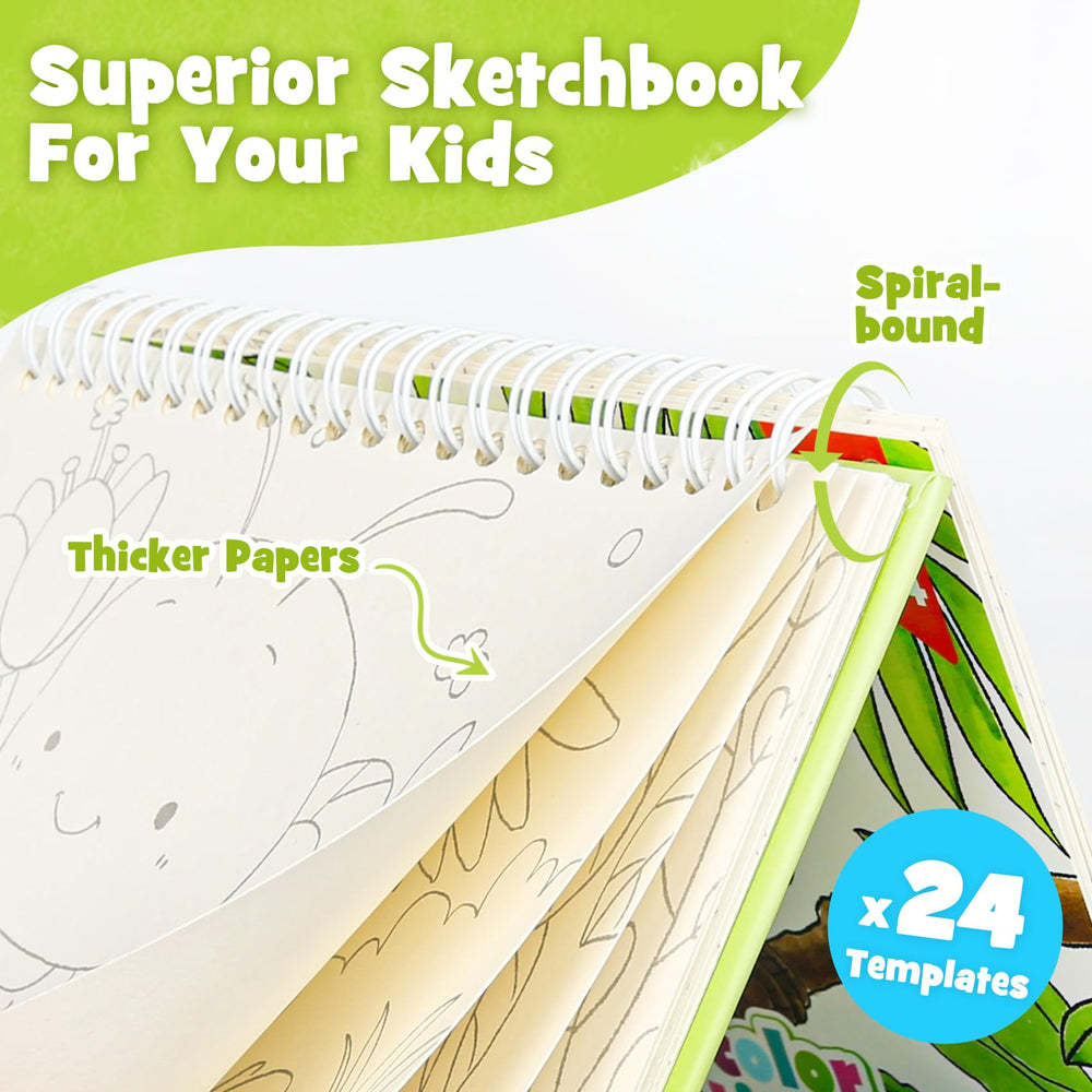 JCREN Paint with Water Books inside-pages reveal twenty-four pages and eight paints.