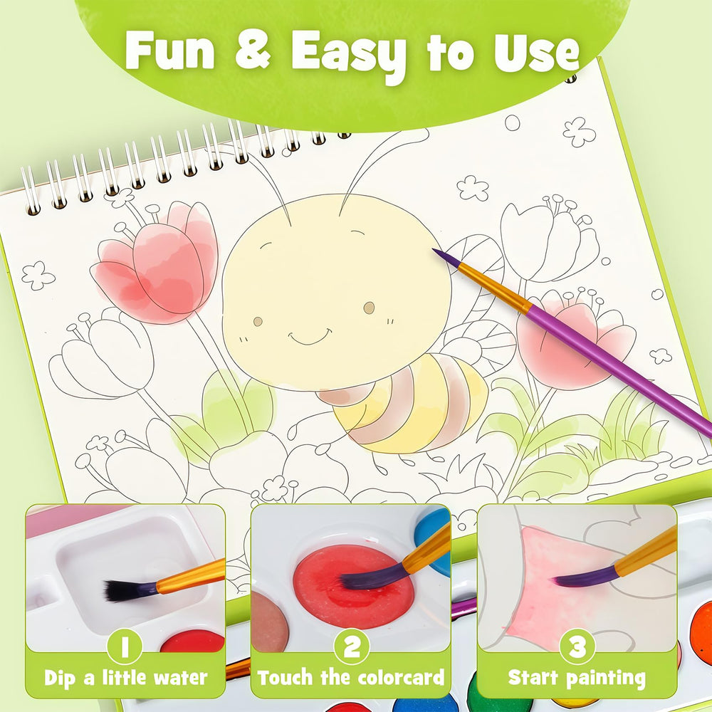 JCREN Paint with Water Palette shows kid-friendly colors for gentle blending.