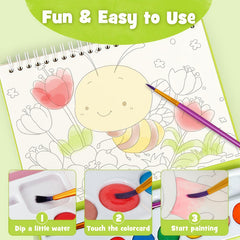 JCREN Paint with Water Palette shows kid-friendly colors for gentle blending.