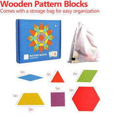 JCREN six-shape wooden pattern blocks encourage creativity and early math skills.