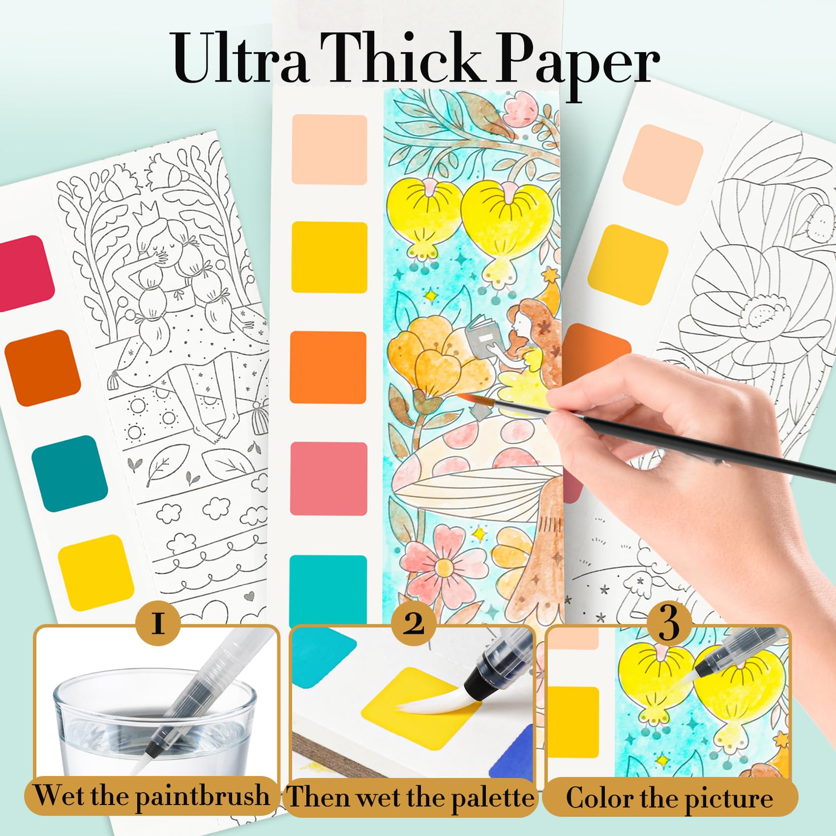 JCREN pocket watercolor set brushes, easy on-the-go tools for young artists.