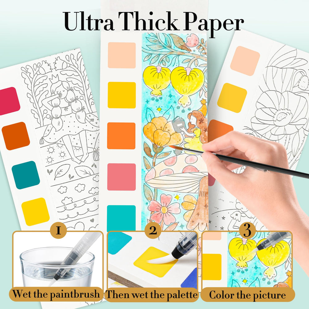 JCREN pocket watercolor set brushes, easy on-the-go tools for young artists.