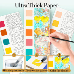 JCREN pocket watercolor set brushes, easy on-the-go tools for young artists.