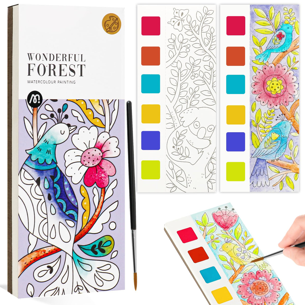 JCREN watercolor paintbook cover shown as a compact kids art kit