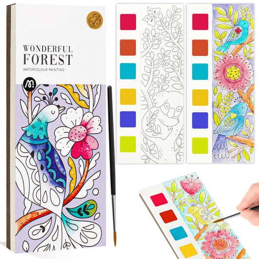 JCREN watercolor paintbook cover shown as a compact kids art kit