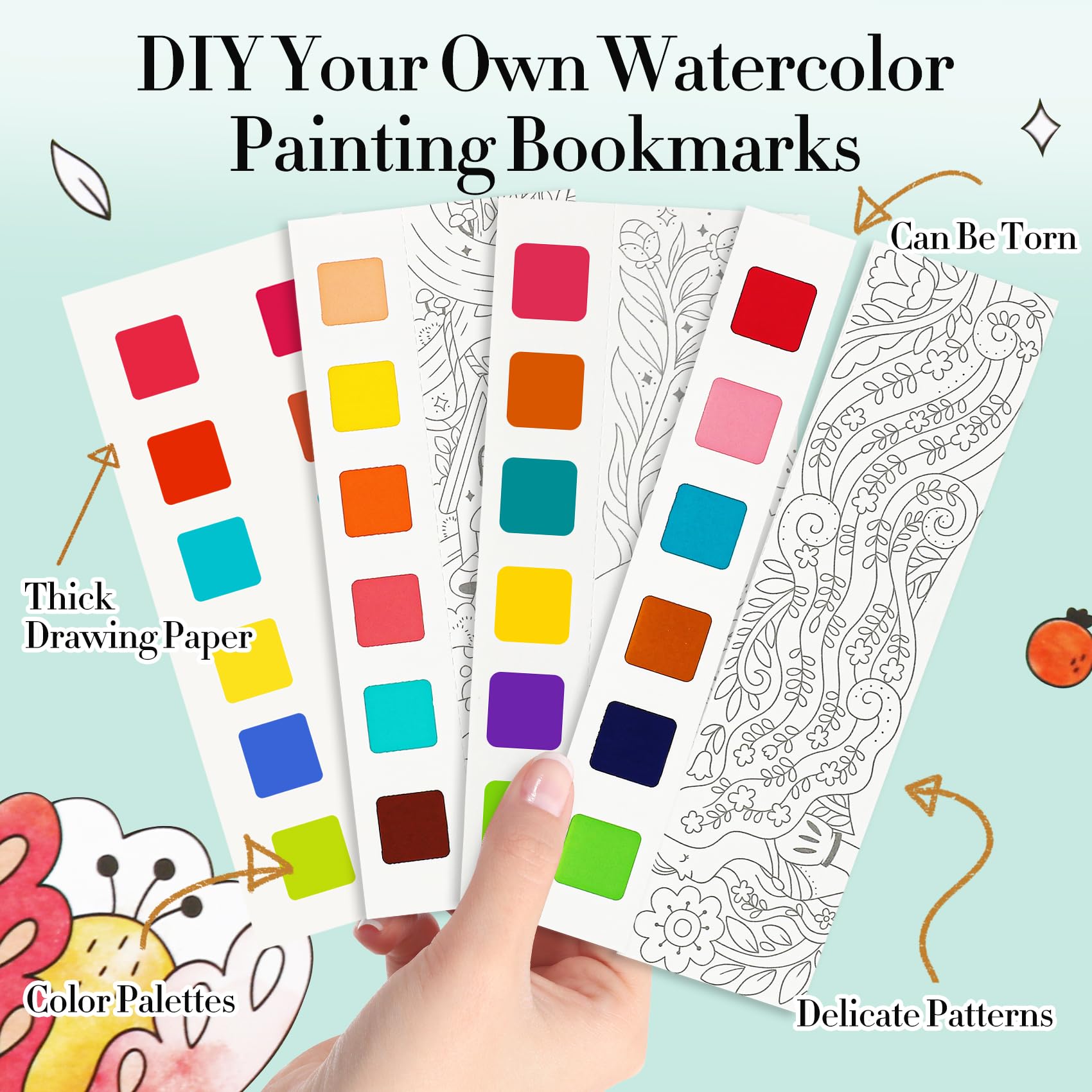 JCREN no-mess paper, thick cold-pressed pages keep artwork bright.