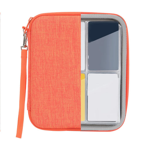 Jeachan card case with angled sleeves enabling easy card viewing.