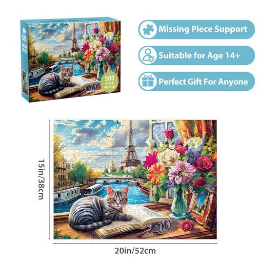 Jeacirio 500-piece puzzle pieces designed for smooth fits and satisfying completion.