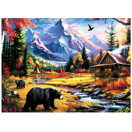 Jeacirio bear mountain nature puzzle in 500 pieces, inviting immersive landscape assembly for mindful relaxation.