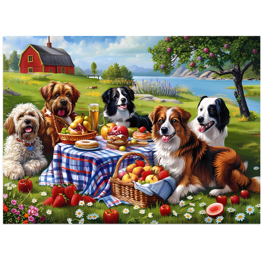 Jeacirio dogs picnic puzzle, vivid colors for family bonding during game night