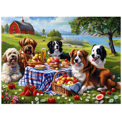 Jeacirio dogs picnic puzzle, vivid colors for family bonding during game night