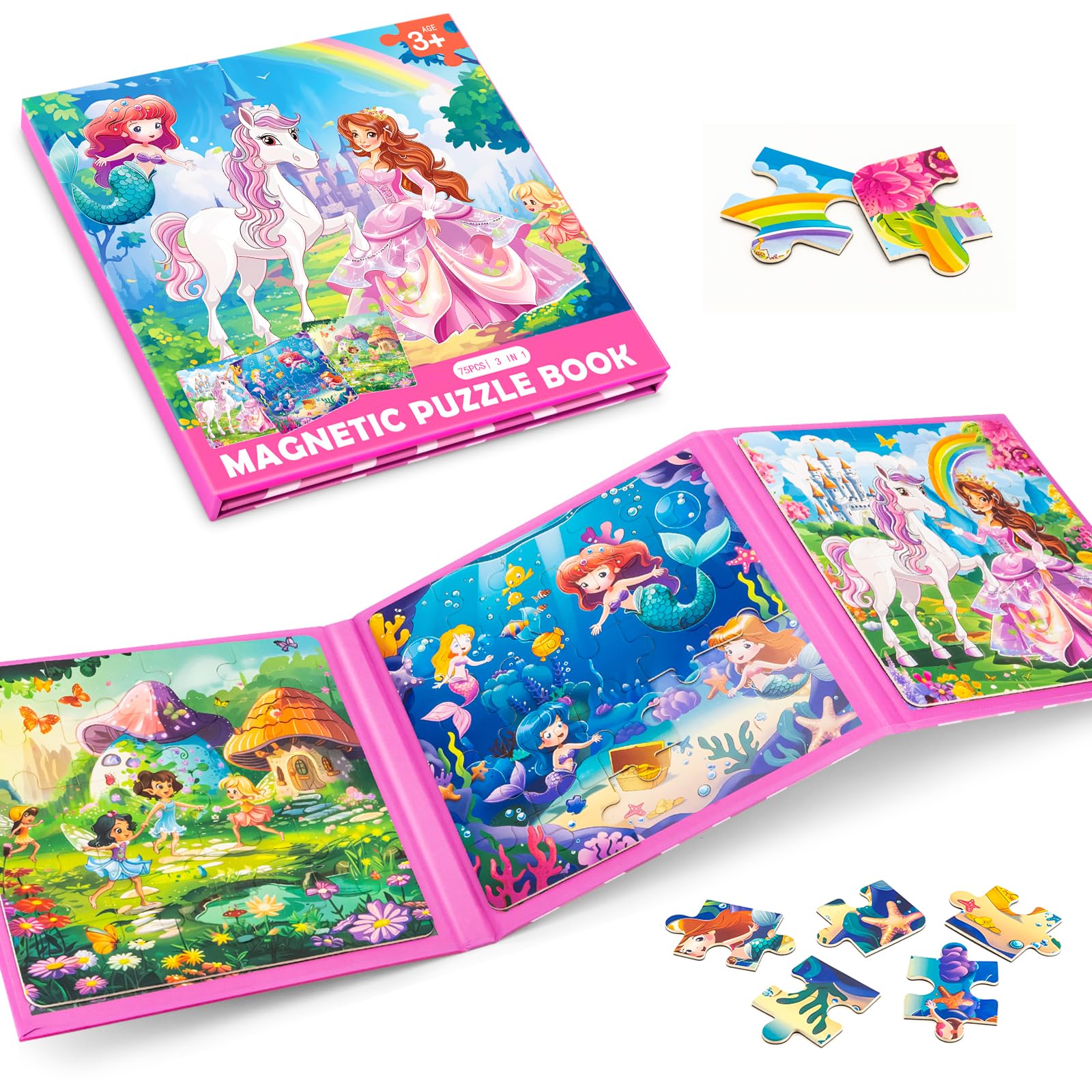 Jeacirio Princess Mermaid Puzzles 20-piece colorful ocean scene boosts early problem-solving.