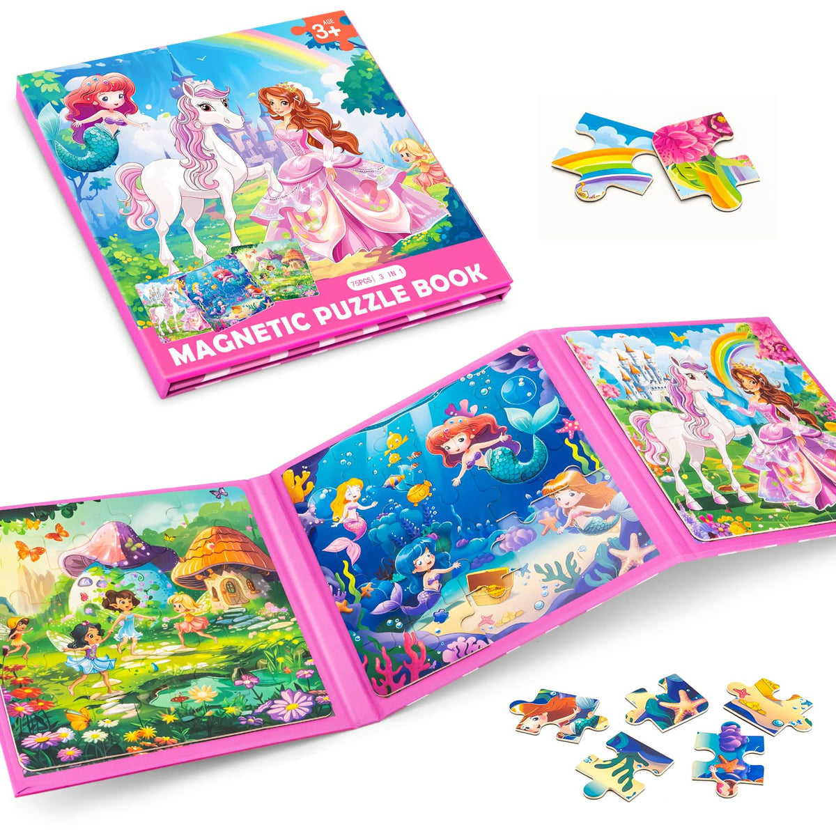 Jeacirio Princess Mermaid Puzzles 20-piece colorful ocean scene boosts early problem-solving.