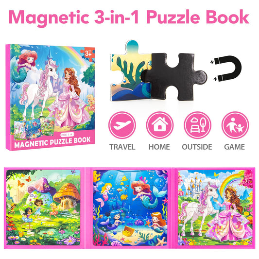 Jeacirio Princess Mermaid Puzzles 25-piece vibrant underwater scene promotes concentration.