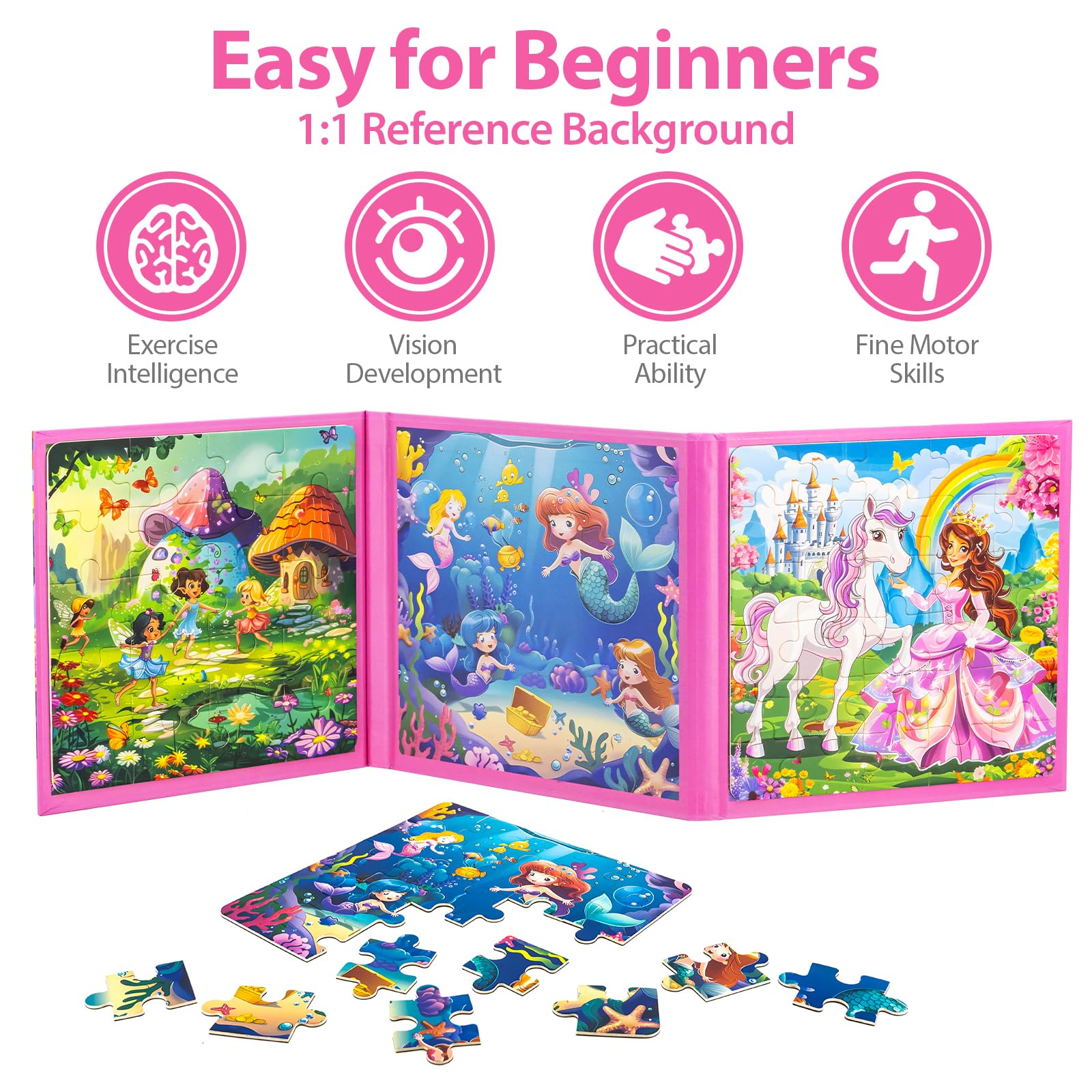Jeacirio Princess Mermaid Puzzles 30-piece engaging scene supports planning and sequencing.
