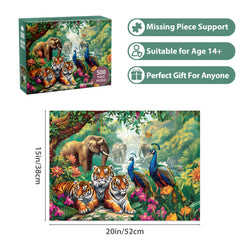 Jeacirio tiger puzzle 500 pieces with quadrant letters guiding assembly and challenge.