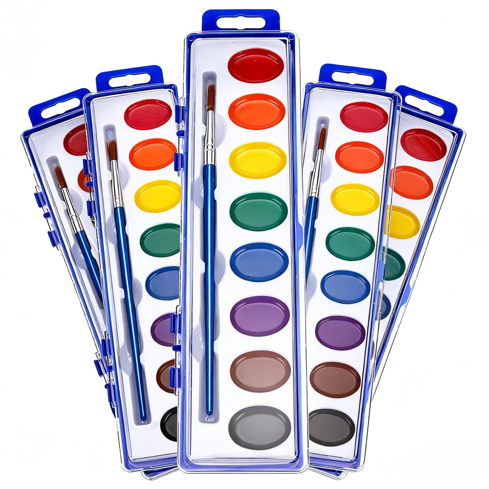 JEAWIWI watercolor paint sets with eight colors and brush for classroom crafting