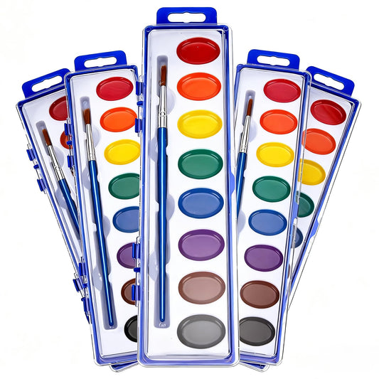 JEAWIWI watercolor paint sets with eight colors and brush for classroom crafting