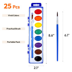 JEAWIWI 25-pack bulk watercolor sets arranged for teachers and parties.