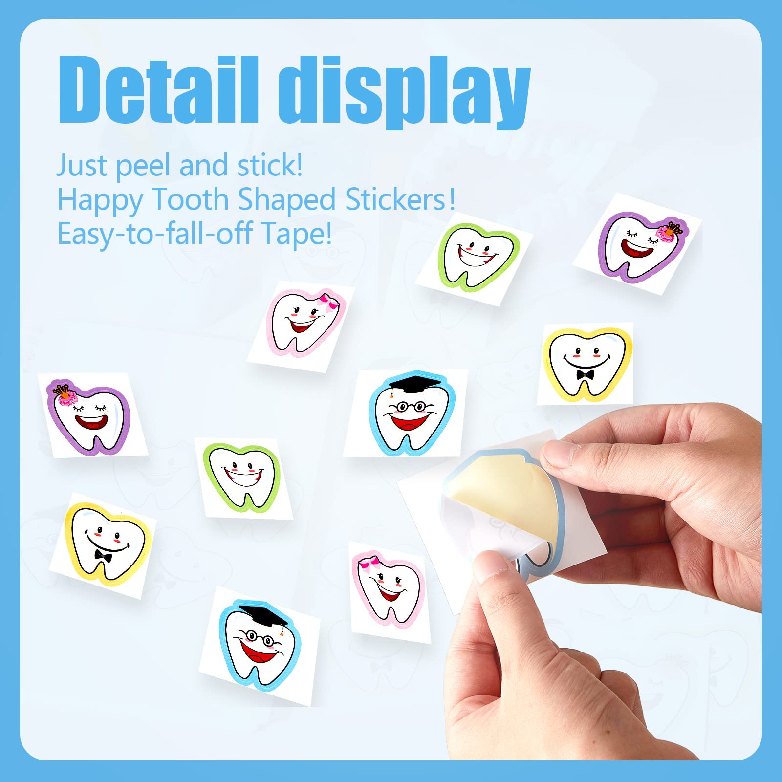 Jecery dental stickers encourage brushing reminders in classrooms and activities.