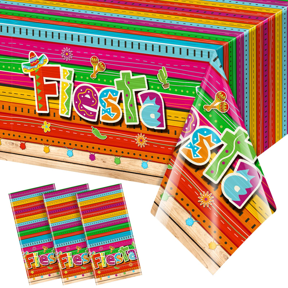 Jectivs fiesta tablecloth with serape pattern for a vibrant Cinco de Mayo table