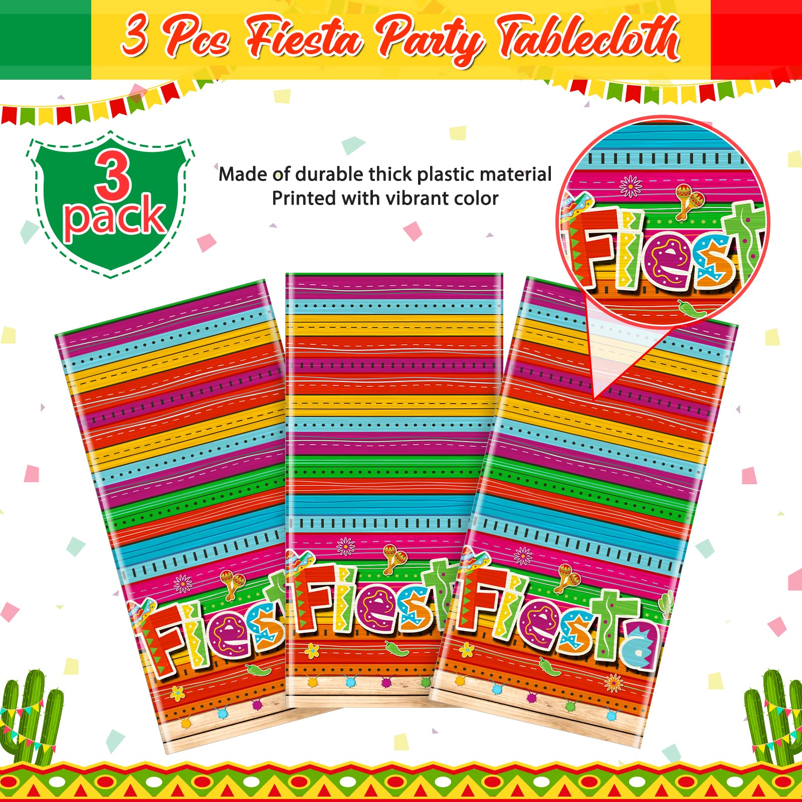 Jectivs Mexican fiesta tablecloth used as decorative backdrop