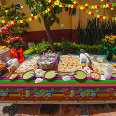 Jectivs outdoor-friendly fiesta tablecloth protects tables outdoors