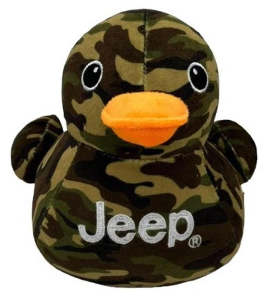 Jeep Text Logo Duck plush, front view, soft cuddle companion for Jeep enthusiasts