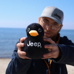 Jeep Text Logo Plush Duck Black – in collection display; perfect for themed decor
