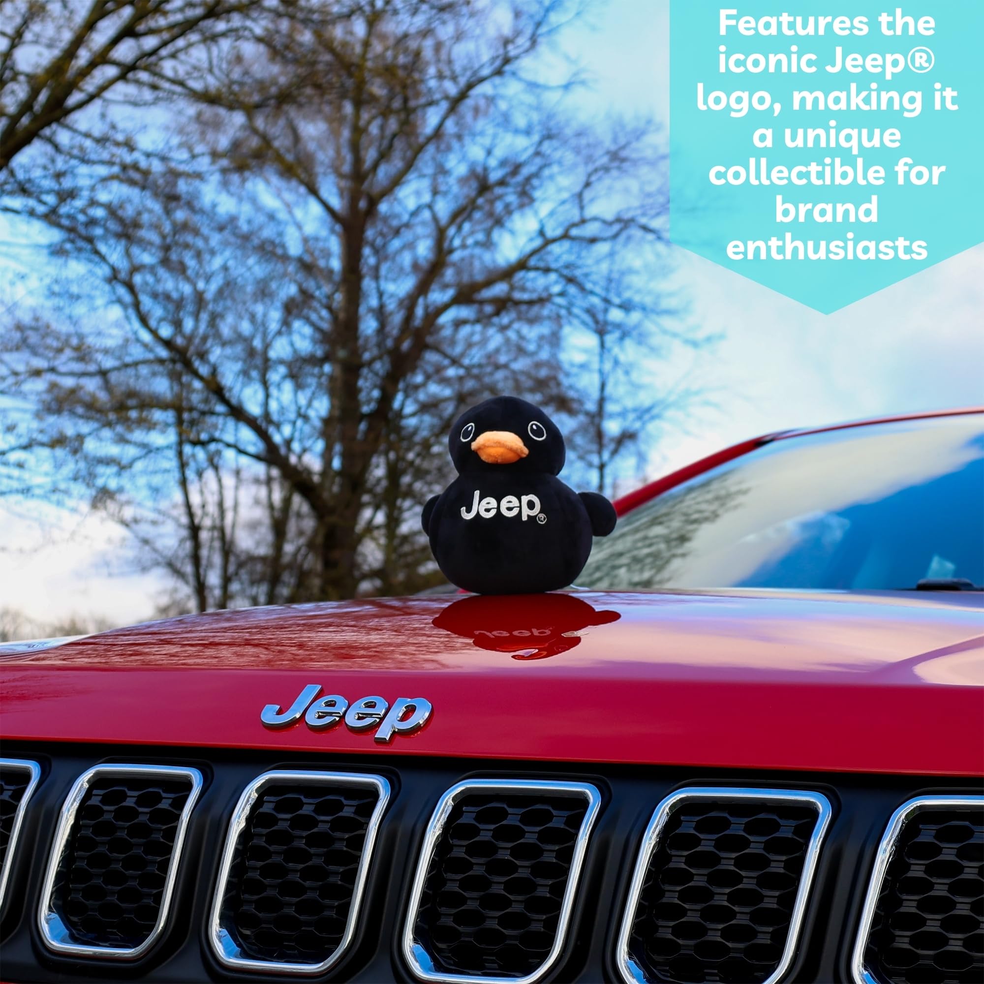 Jeep Text Logo Plush Duck Black – logo detail; authentic licensed branding