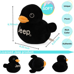 Jeep Text Logo Plush Duck Black – side view; ideal desk companion for Jeep enthusiasts
