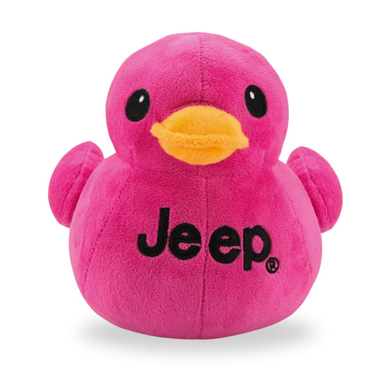 Jeep Text Logo Plush Duck Pink front view shows licensed design for collectors