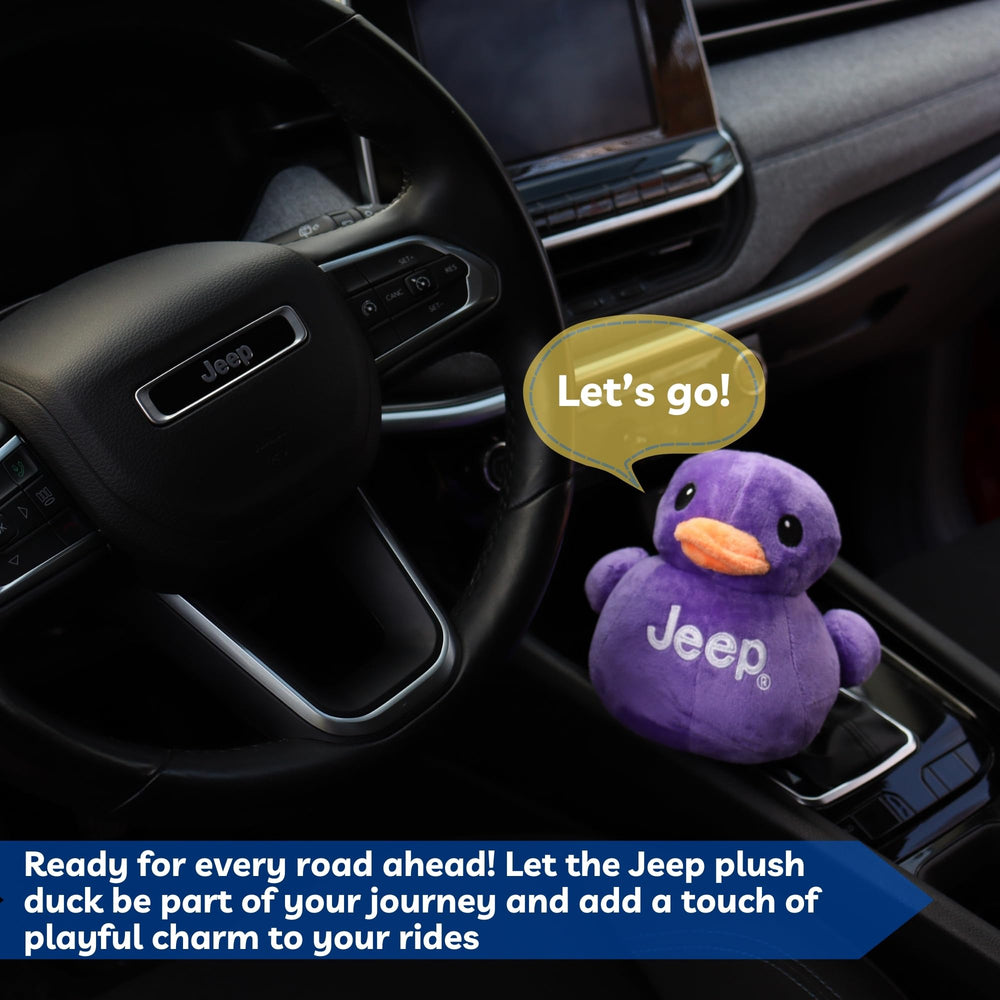 Back view highlights durable stitching on the purple Jeep duck.