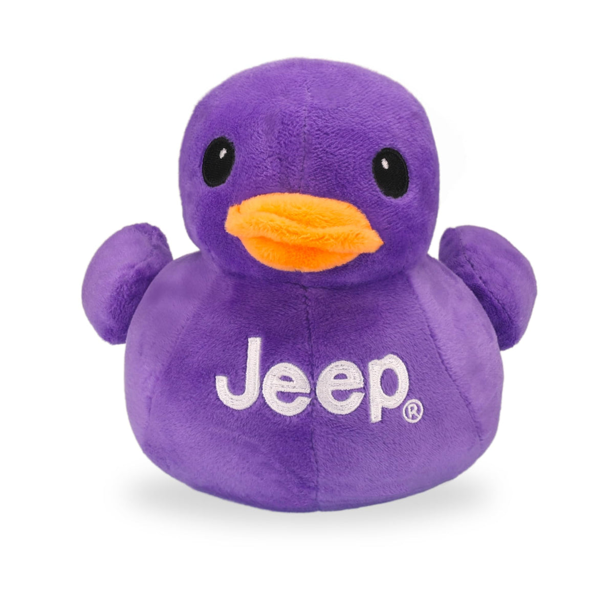 Jeep Text Logo plush duck purple, a playful desk companion for Jeep enthusiasts.