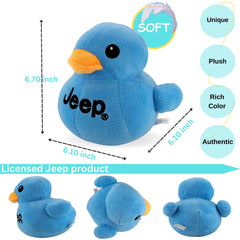 Jeep plush duck blue side view, a fun collectible for enthusiasts and decor.