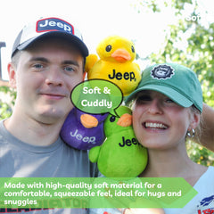 Jeep Text Logo Plush Duck Green collectible display piece for fans.