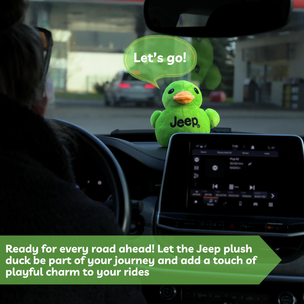 Jeep Text Logo Plush Duck Green gift-ready packaging invites gifting.