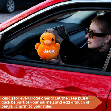 Jeep Text Logo stuffed duck orange, embossed logo detail, authentic licensed design