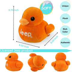 Jeep Text Logo stuffed duck orange, side view, cuddly companion for Jeep fans